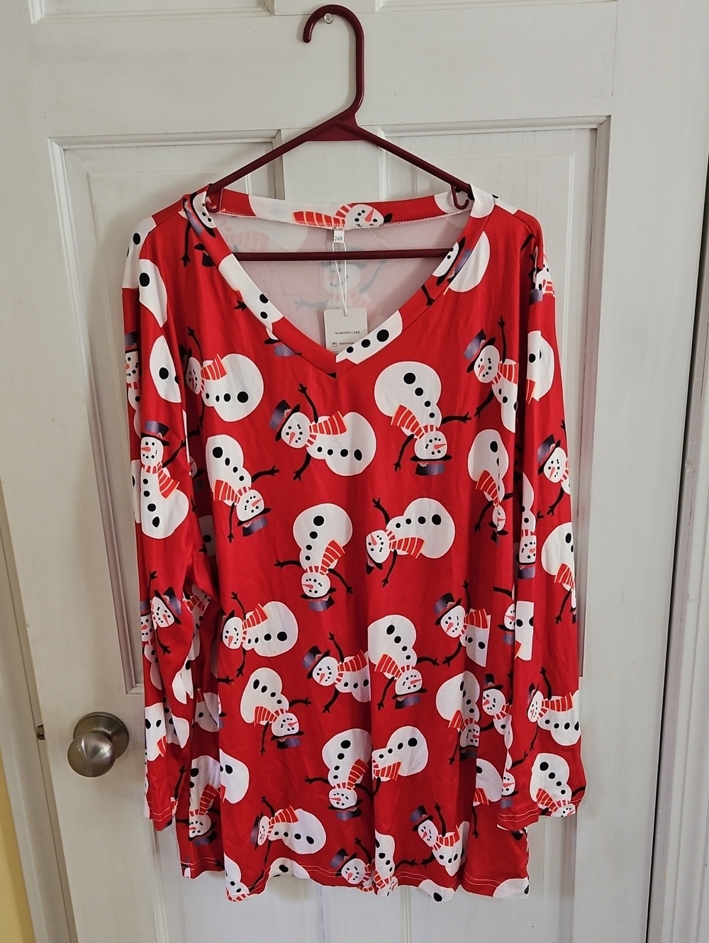 Red Snowman-Print Tunic